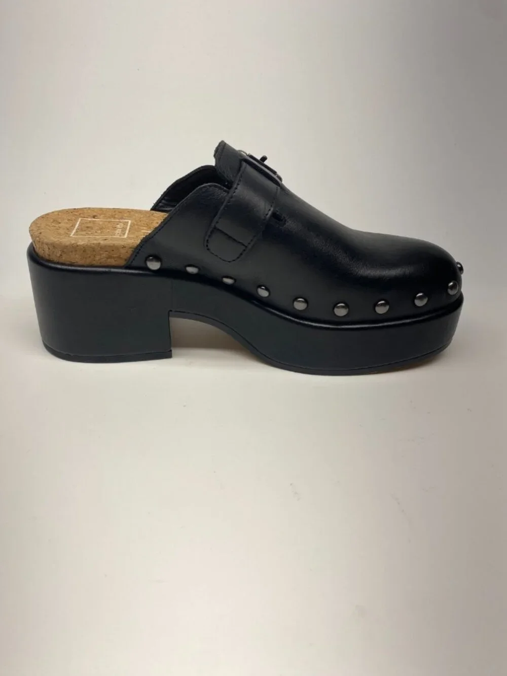 Dolce Vita Women's Black Yevan Buckled Studded Platform Clogs Sz 7